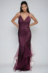 Poison Kiss Swirl Glitter Maxi Dress - Maroon