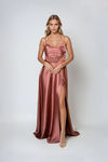 Kiss Me Slow Satin Corset Maxi Dress - Marsala