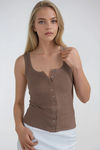 Cool Edge Ribbed Tank Top - Mocha