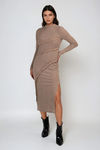Prairie Allure Long Sleeve Knit Maxi Dress - Mocha