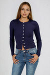 Classic Chic Button Front Knit Cardigan - Navy