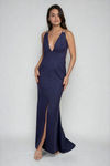 Pure Elegance Plunge Backless Maxi Dress - Navy