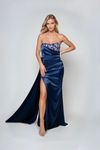 Stay In Love Strapless High Slit Maxi Dress - Navy