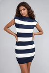 Winter Tide Stripe Knit Mini Dress - Navy Stripe