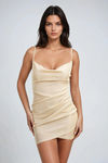 Elexo Metallic Cowl Neck Mini Dress - Nude