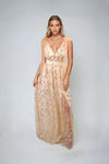 Shine Like This Deep V Glitter Maxi Dress - Nude Silver