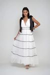 All Mine Satin Deep V Maxi Dress - Off White