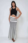 Stripe It Right Knit Maxi Skirt - Off White/Black