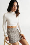 Campfire Cozy Off White Long Sleeve Turtleneck Crop Top