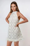 Heaven Sent Lace Feather Mini Dress - Off White