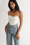 Just Thinking Of You Off White Bustier Crop Top