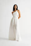 On A Journey Off White Asymmetrical Backless Maxi Dress