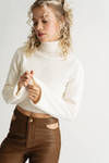 Pursuit Of Coziness Off White Turtleneck Sweater