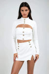 Run The Show Bolero Crop Top and Mini Skirt Set - Off White