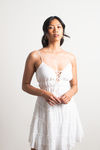 Stacey Off White Tie Front Tiered Skater Dress