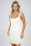 Sweetheart Muse Ruffle Lace Up Back Mini Dress - Off White