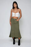 Free Spirit Flared Maxi Skirt - Olive