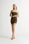 Cassi Olive Green Ruched Bodycon Cami Mini Dress
