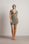 Promise You Olive Ribbed Cutout Bodycon Mini Dress
