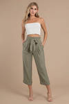 J.O.A. Venture Casual Olive Paperbag Waist Pants