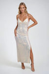 Levitating Sequin Slit Maxi Dress - Opal