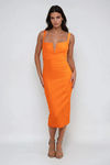 Bold Essence Ribbed Bodycon Midi Dress - Orange