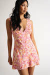 Onto The Next Orange Multi Floral Mini Dress