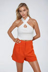 Polished Ease Pleated Shorts - Orange