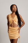Summer Rays Orange French Terry Crop Top And Mini Skirt Set