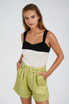 Cool Intentions Belted Tweed Shorts - Pale Lime