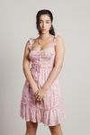 Baye Pink Ruffle Floral Shift Dress