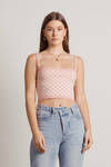 Candy Clouds Pink Checkered Sweater Knit Crop Top