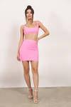 Check It Out Bodycon Crop Top and Mini Skirt Set - Pink