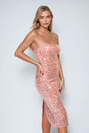 Love Potion Sequins Lace Midi Dress - Pink