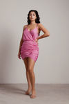 No Regrets Pink Ruched Bodycon Dress