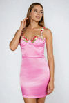 Sweetly Yours Embroidered Satin Mini Dress - Pink