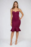 Heart Thief Bustier Bodycon Midi Dress - Plum