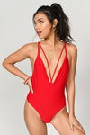 All I Want Red Plunging Braided Monokini