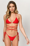 Bright Aura Red Triangle Bikini Top