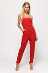 Gina Red Strapless Jumpsuit