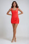 Hot Streak Square Neck Bodycon Mini Dress - Red