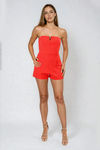 Oops, You Stare Tube Top Romper - Red