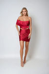 Soft Armor Satin Corset Mini Dress - Red