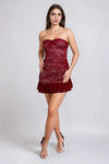Sweet Sin Lace Bustier Mini Dress - Red