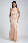 Luxe Majesty Embroidered Sequin Maxi Dress - Rose Gold
