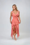 Lover's Gaze V Neck Ruffle Maxi Dress - Rose