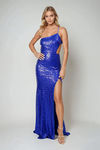 Flirty Wink One Shoulder Sequin Maxi Dress - Royal