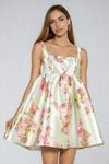 Floral Daydream Babydoll Satin Mini Dress - Sage Pink