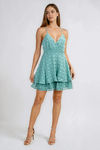 Fall Into You Tierred Polka Dot Mini Dress - Seafoam