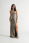 All About You Silver One Shoulder Sequin Maxi Dress
